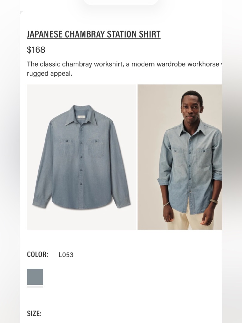 Buck Mason classic Denim/Chambray work shirt